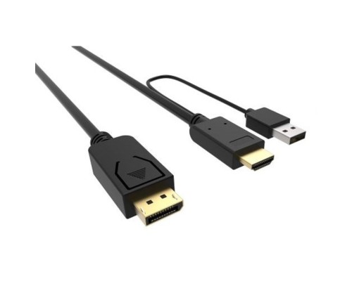 [Кабель] Кабель аудио-видео Buro HDMI (m)/DisplayPort (m) 2м. Позолоченные контакты черный (HDMI-DP-2M)