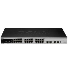 D-Link DES-3528_RFB/A3 Восстановленный в производственных условиях управляемый L2 стекируемый коммутатор с 24 портами 10/100Base-TX, 2 портами 10/100/1000Base-T и 2 комбо-портами 100/1000Base-T/SFP.  