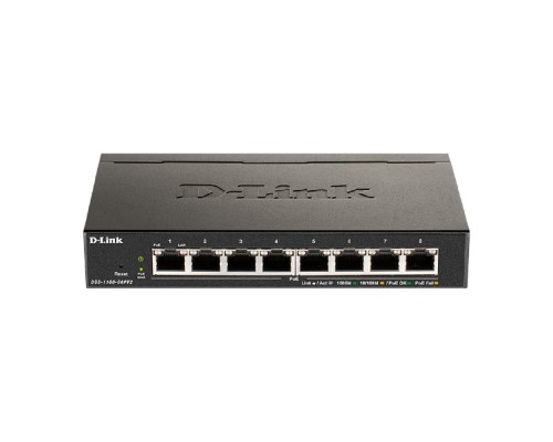 [Сетевое оборудование] D-Link DGS-1100-08PV2/A3A Настраиваемый L2 коммутатор с 8 портами 10/100/1000Base-T (8 портов PoE 802.3af/at, PoE-бюджет 64 Вт)