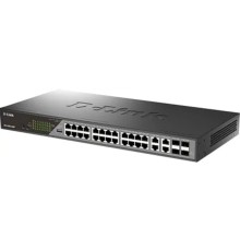 D-Link DSS-200G-28MP/A1A Настраиваемый L2 коммутатор с 24 портами 10/100/1000Base-T и 4 комбо-портами 100/1000Base-T/SFP (24 порта PoE 802.3af/at, PoE-бюджет 370 Вт, дальность до 250 м)