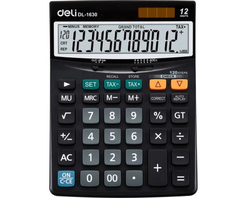 [Калькулятор] Калькулятор настольный Deli Core E1630 черный 12-разр. [1059903]