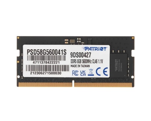[Модуль памяти] SO-DIMM DDR 5 DIMM 8Gb 5600Mhz, PATRIOT Signature Line (PSD58G560041S) (retail)