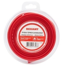 Rexant (29-0014) Трубка термоусаживаемая ТУТ нг 4,0/2,0мм, красная, ролик 2,44м