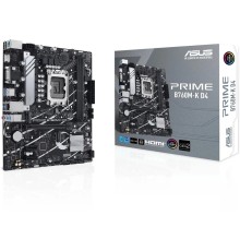 ASUS PRIME B760M-K D4 (Socket 1700, mATX, 2xDDR4(64GB), VGA/HDMI 2.1, 1xPCIe 4.0x16/2xPCIe 4.0, 1xLAN (2.5GbE), 4xSATA 6Gb/s, 2xM.2, 4xUSB 3.2, 2xUSB 2.0, 1xPS/2)