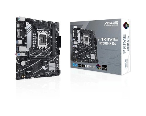 [Материнская плата] ASUS PRIME B760M-K D4 (Socket 1700, mATX, 2xDDR4(64GB), VGA/HDMI 2.1, 1xPCIe 4.0x16/2xPCIe 4.0, 1xLAN (2.5GbE), 4xSATA 6Gb/s, 2xM.2, 4xUSB 3.2, 2xUSB 2.0, 1xPS/2)