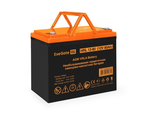 [батареи] Exegate EX285654RUS Аккумуляторная батарея ExeGate HRL 12-80 (12V 80Ah, под болт М6)