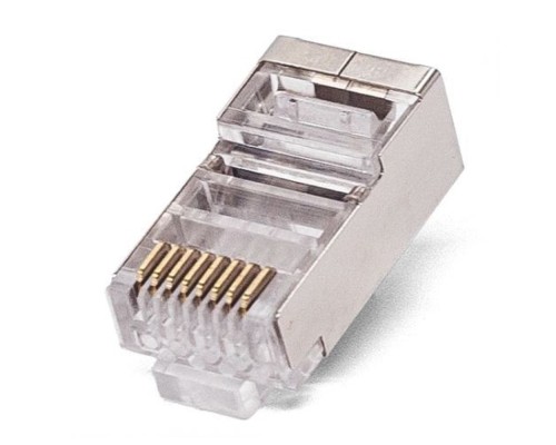 [Коннектор] Filum FL-NA-PLUG5E-6 Коннектор RJ-45, 5E кат., 8p8c, экран, 30 мкм, универсальный, для одножильного и многожильного кабеля, уп/100 шт