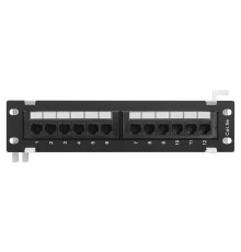 Настенная патч-панель NEOMAX [NM-PP-WM12P-UC5E-D-111-BK] 12 портов, кат.5E, UTP, Dual IDC, цвет черный
