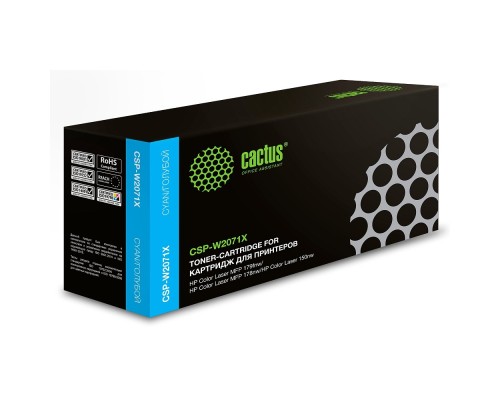 [расходные материалы] Картридж лазерный Cactus CSP-W2071X голубой (1300стр.) для HP Color Laser 150a/150nw/178nw MFP/179fnw MFP