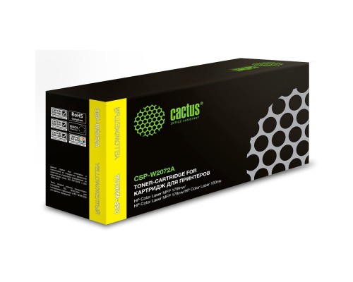 [расходные материалы] Картридж лазерный Cactus CSP-W2072A желтый (700стр.) для HP Color Laser 150a/150nw/178nw MFP/179fnw MFP