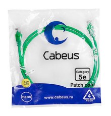 Cabeus PC-UTP-RJ45-Cat.5e-1.5m-GN Патч-корд U/UTP, категория 5е, 2xRJ45/8p8c, неэкранированный, зеленый, PVC, 1.5м
