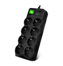 SVEN Фильтр SF-08E-16 3,0 м (8 розеток с защитными шторками,16А) черный, цветная коробка [SV-021610]