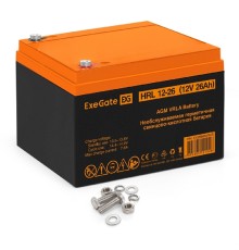 Exegate EX285663RUS Аккумуляторная батарея ExeGate HRL 12-26 (12V 26Ah, клеммы F3 (болт М5 с гайкой))