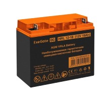 Exegate EX285662RUS Аккумуляторная батарея ExeGate HRL 12-18 (12V 18Ah, клеммы F3 (болт М5 с гайкой))