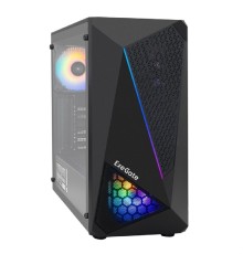 Exegate EX293016RUS Корпус Miditower ExeGate EVO-8225-NPX700 (ATX, БП 700NPX с вент. 12см, 2*USB+1*USB3.0, черный, 2 вент. с RGB подсветкой и полоса на передней панели, боковая панель - закаленное сте