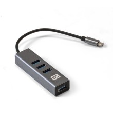 Exegate EX293987RUS USB-Хаб (концентратор) ExeGate DUB-4TC (кабель-адаптер USB Type C --> 4xUSB3.0, Plug&Play, серебристый)
