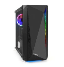 Exegate EX294472RUS Корпус Minitower ExeGate Mistery R2-NPX400 (mATX, БП 400NPX с вент. 12 см, 2*USB+1*USB3.0, аудио, черный, 1 вент. 12см с RGB подсветкой и полоса на передней панели, боковая панель 