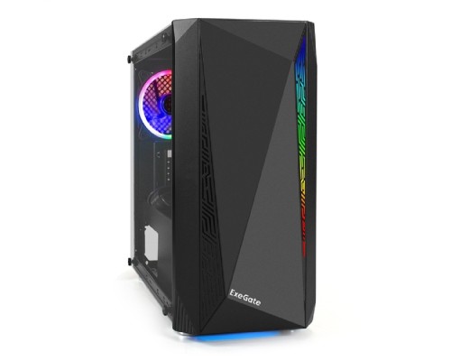 [Корпуса] Exegate EX294474RUS Корпус Minitower ExeGate Mistery R2-NPX500 (mATX, БП 500NPX с вент. 12 см, 2*USB+1*USB3.0, аудио, черный, 1 вент. 12см с RGB подсветкой и полоса на передней панели, боковая панель 