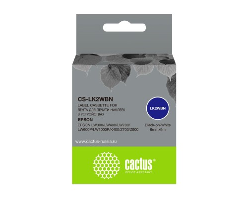 [Расходные материалы] Картридж ленточный Cactus CS-LK2WBN черный для Epson LW300/LW400/LW700/LW600P/LW1000P