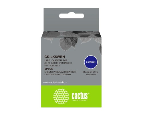 [Расходные материалы] Картридж ленточный Cactus CS-LK5WBN черный для Epson LW300/LW400/LW700/LW600P/LW1000P