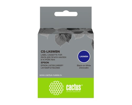 [Расходные материалы] Картридж ленточный Cactus CS-LK6WBN черный для Epson LW700/LW600P/LW1000P/Z700/Z900