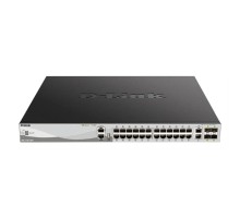 D-Link DGS-3130-30PS/B2A PROJ Управляемый L3 стекируемый коммутатор с 24 портами 10/100/1000Base-T, 2 портами 10GBase-T и 4 портами 10GBase-X SFP+ (24 порта PoE 802.3af/at, PoE-бюджет 370 Вт)
