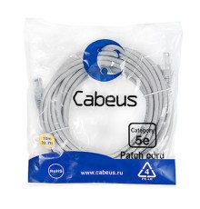 Cabeus PC-UTP-RJ45-Cat.5e-20m-LSZH Патч-корд U/UTP, категория 5е, 2xRJ45/8p8c, неэкранированный, серый, LSZH, 20м