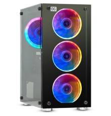 ExegateEX294382RUS Корпус Minitower ExeGate Mistery X2 (mATX, без БП, 2*USB+1*USB3.0, аудио, черный, 4 вент. 12см с RGB подсветкой, боковая панель - закаленное стекло)