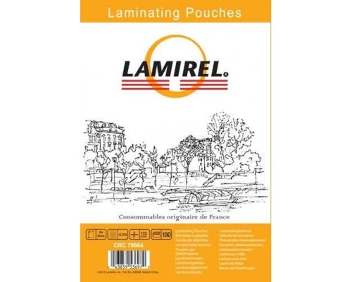 [Пленка] Пленка для ламинирования Fellowes 125мкм (100шт) глянцевая 65x95мм Lamirel LA-7866401 (LA-78664)