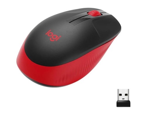 [Мышь] Мышь Logitech M190, оптическая, беспроводная, USB, черный и красный [910-005926]