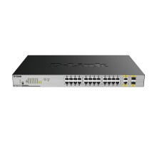 D-Link DGS-1026MP/B2A Неуправляемый коммутатор с 24 портами 10/100/1000Base-T, 2 комбо-портами 100/1000Base-T/SFP (24 порта PoE 802.3af/at, PoE-бюджет 370 Вт)