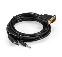 Exegate EX294719RUS Кабель-переходник HDMI-VGA ExeGate EX-HDMIM-VGAM-3.5JackS-1.8 (19M/15M+3.5mm Jack M, 1,8м) Преобразователь цифрового HDMI сигнала в VGA видео и стерео-аудио