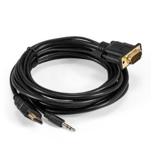 Exegate EX294720RUS Кабель-переходник HDMI-VGA ExeGate EX-HDMIM-VGAM-3.5JackS-3.0 (19M/15M+3.5mm Jack M, 3м) Преобразователь цифрового HDMI сигнала в VGA видео и стерео-аудио