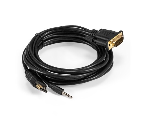 [Переходник] Exegate EX294720RUS Кабель-переходник HDMI-VGA ExeGate EX-HDMIM-VGAM-3.5JackS-3.0 (19M/15M+3.5mm Jack M, 3м) Преобразователь цифрового HDMI сигнала в VGA видео и стерео-аудио
