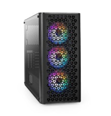 Exegate EX294965RUS Корпус Miditower ExeGate EVO-9202 (ATX, без БП, с окном, 1*USB+1*USB3.0, аудио, 3 вент. 12см с RGB подсветкой)
