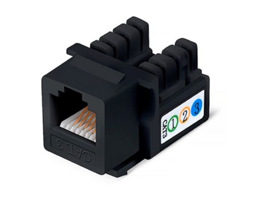 [Cabeus Разъемы, Проходные адаптеры, Вставки] Cabeus KJ-RJ12-90-BK Degree Вставка Keystone Jack, RJ-12(6P6C), угол 90 градусов, 110 IDC, черная