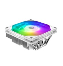 Cooler ID-Cooling IS-55 ARGB WHITE LGA1700/1200/115X/AM5/AM4 низкопрофильный высота 55mm (27шт/кор, TDP 125W, PWM, 5 тепл.трубок + медная база, ARGB FAN 120mm, белый) BOX