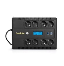Exegate EX295013RUS ИБП ExeGate NEO Smart LHB-650.LCD.AVR.8SH.CH.RJ.USB <650VA/390W, LCD, AVR, 8*Schuko, RJ45/11, USB, 4*USB-порта для зарядки, Black>