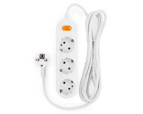 [Сетевые фильтры] PowerCube Удлинитель (PC-2-3M) 3.0м, 3 розетки, 10А, с выключателем, белый