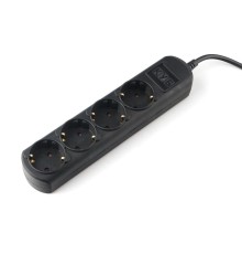 PowerCube Удлинитель (PC-1B-1,5M) 1.5м, 4 розетки, 10А, без выключателя, черный графит