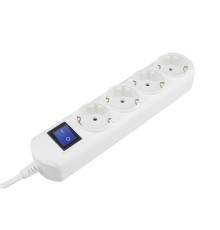 PowerCube Удлинитель (PC-4B-5M) 5.0м, 4 розетки, 10А, с/з, с выключателем, белый