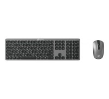 Клавиатура + мышь Oklick 300M клав:серый мышь:серый/черный USB беспроводная slim [1488402]
