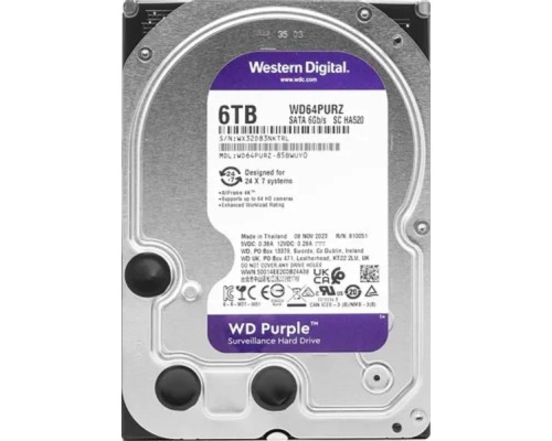 [Жесткий диск] 6TB WD Purple (WD64PURZ)  {Serial ATA III, 5400- rpm, 256Mb, 3.5