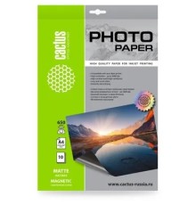 Фотобумага Cactus CS-MMA465010, A4, для струйной печати, 10л, 650г/м2, белый, покрытие матовое /магнитный слой