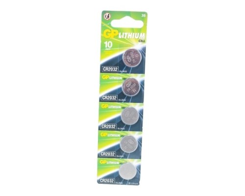 [Батарейка] Литиевые дисковые батарейки GP Lithium CR2032 - 5 шт., каждая в своем отрывном блистере
