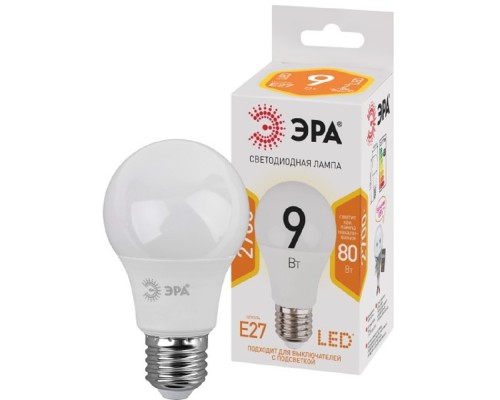 [ЭРА Светодиодные лампы] ЭРА Б0032246 Лампочка светодиодная STD LED A60-9W-827-E27 E27 / Е27 9Вт груша теплый белый свет
