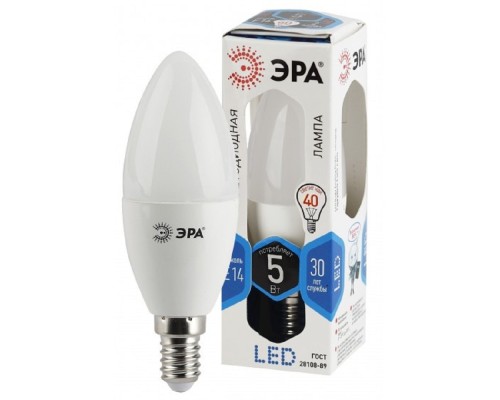 [ЭРА Светодиодные лампы] ЭРА Б0018872 Лампочка светодиодная STD LED B35-5W-840-E14 E14 / Е14 5 Вт свеча нейтральный белый свет 