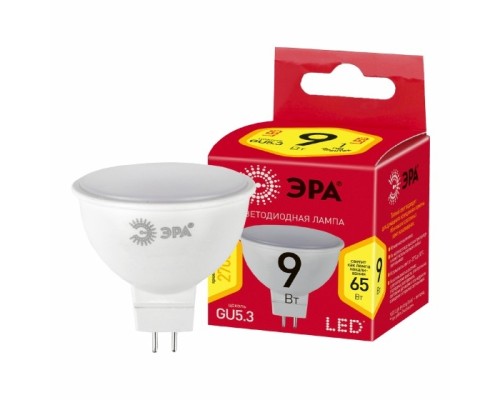 [ЭРА Светодиодные лампы] ЭРА Б0054239 Лампочка светодиодная RED LINE LED MR16-9W-827-GU5.3 R 9 Вт софит теплый белый свет  