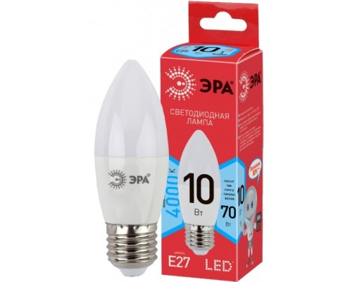 [ЭРА Светодиодные лампы] Эра Б0050696 Лампочка светодиодная RED LINE LED B35-10W-840-E27 R Е27 / E27 10 Вт свеча нейтральный белый свет 