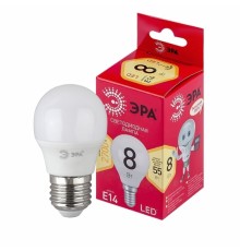 ЭРА Б0050697 Лампочка светодиодная RED LINE LED P45-8W-827-E14 R Е14 / E14 8 Вт шар теплый белый свет 